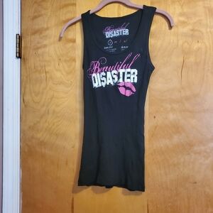 Beautiful Disaster Black Tank Top Small
